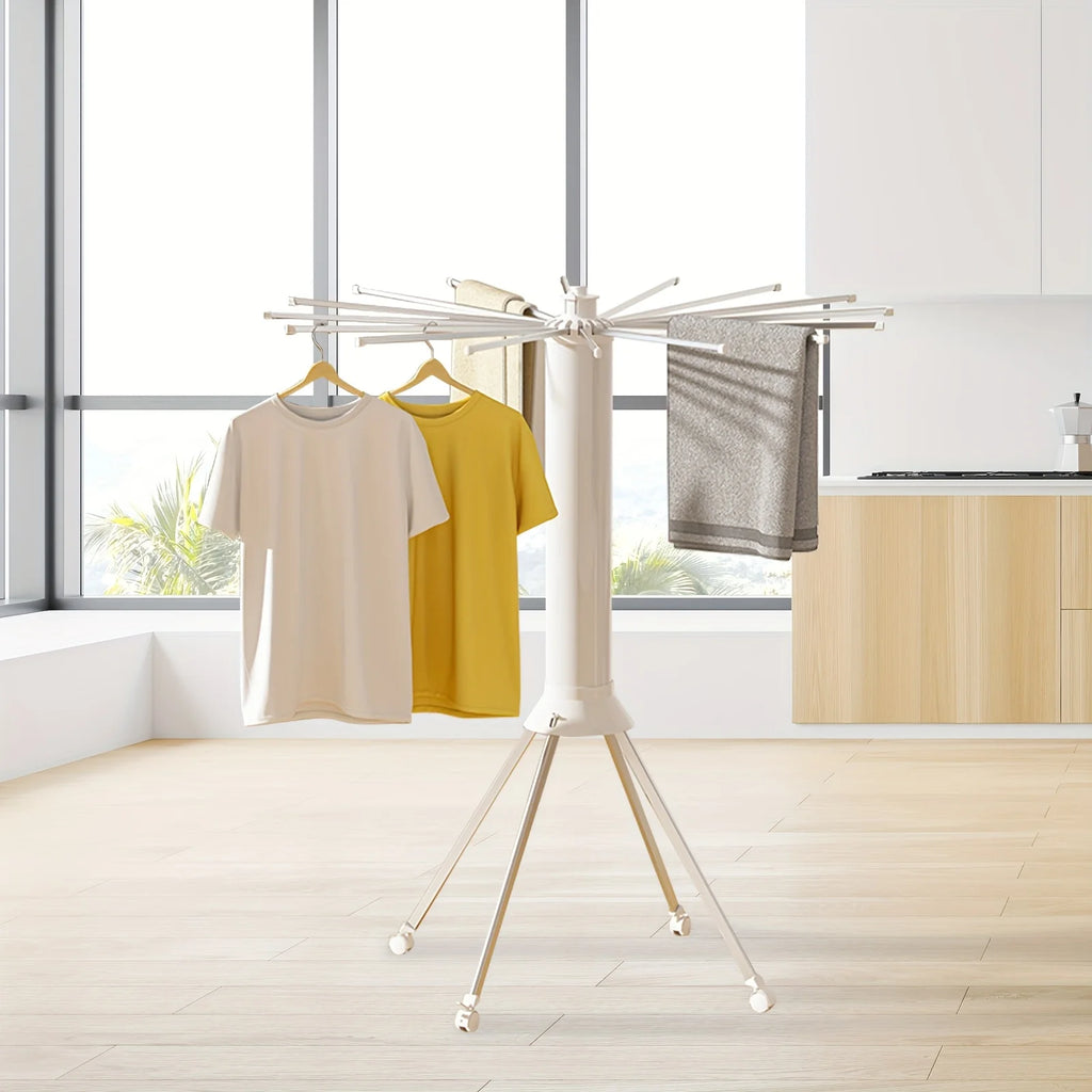 360° Rotating Octopus Clothes Drying Rack with Wheels | Space-Saving Mobile Laundry Airer