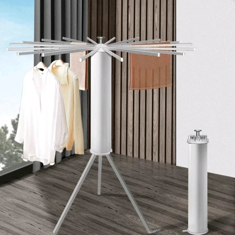 Omni Octopus Foldable Clothes Drying Rack | Space-Saving Tripod Laundry Stand (Natural Wood)