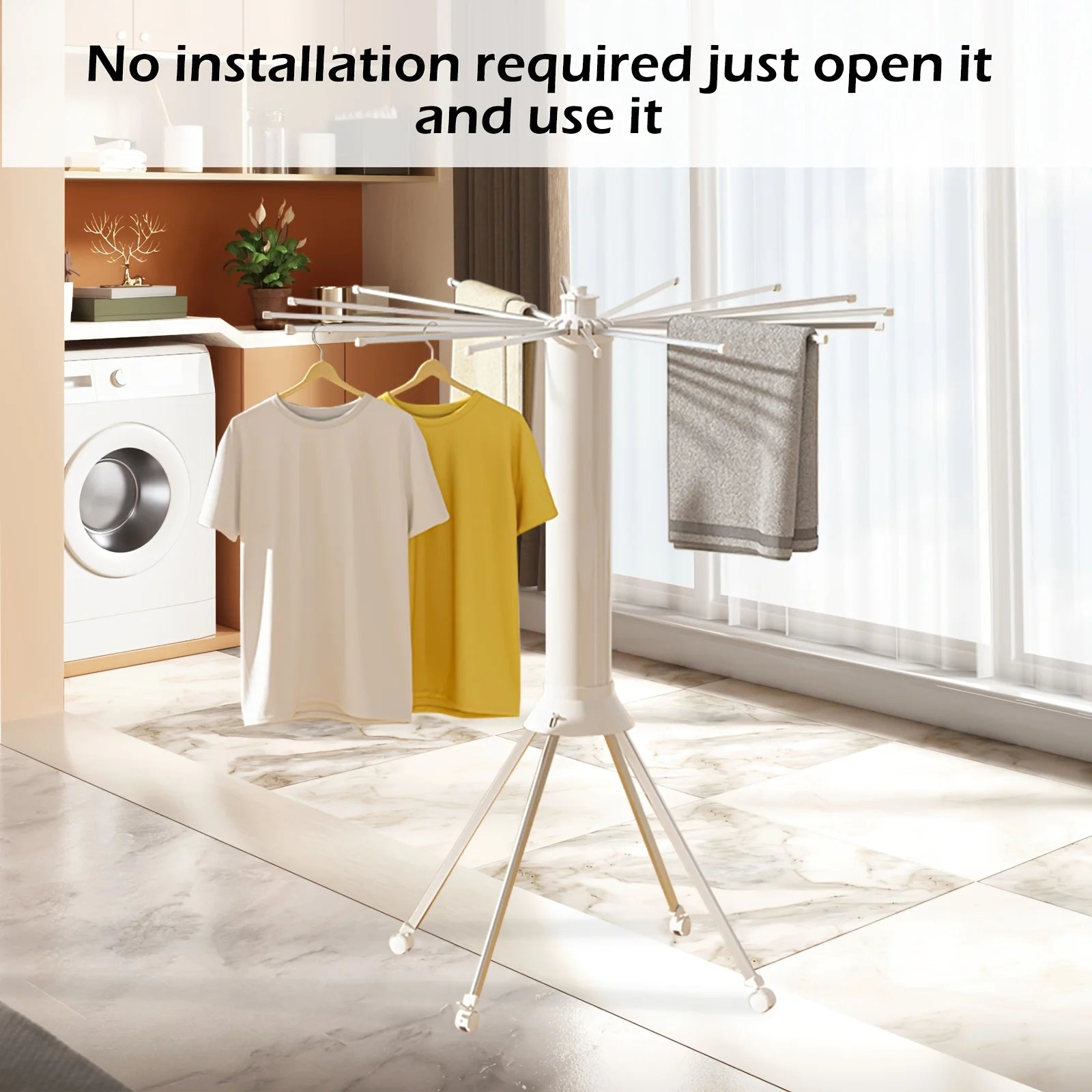 360° Rotating Octopus Clothes Drying Rack with Wheels | Space-Saving Mobile Laundry Airer