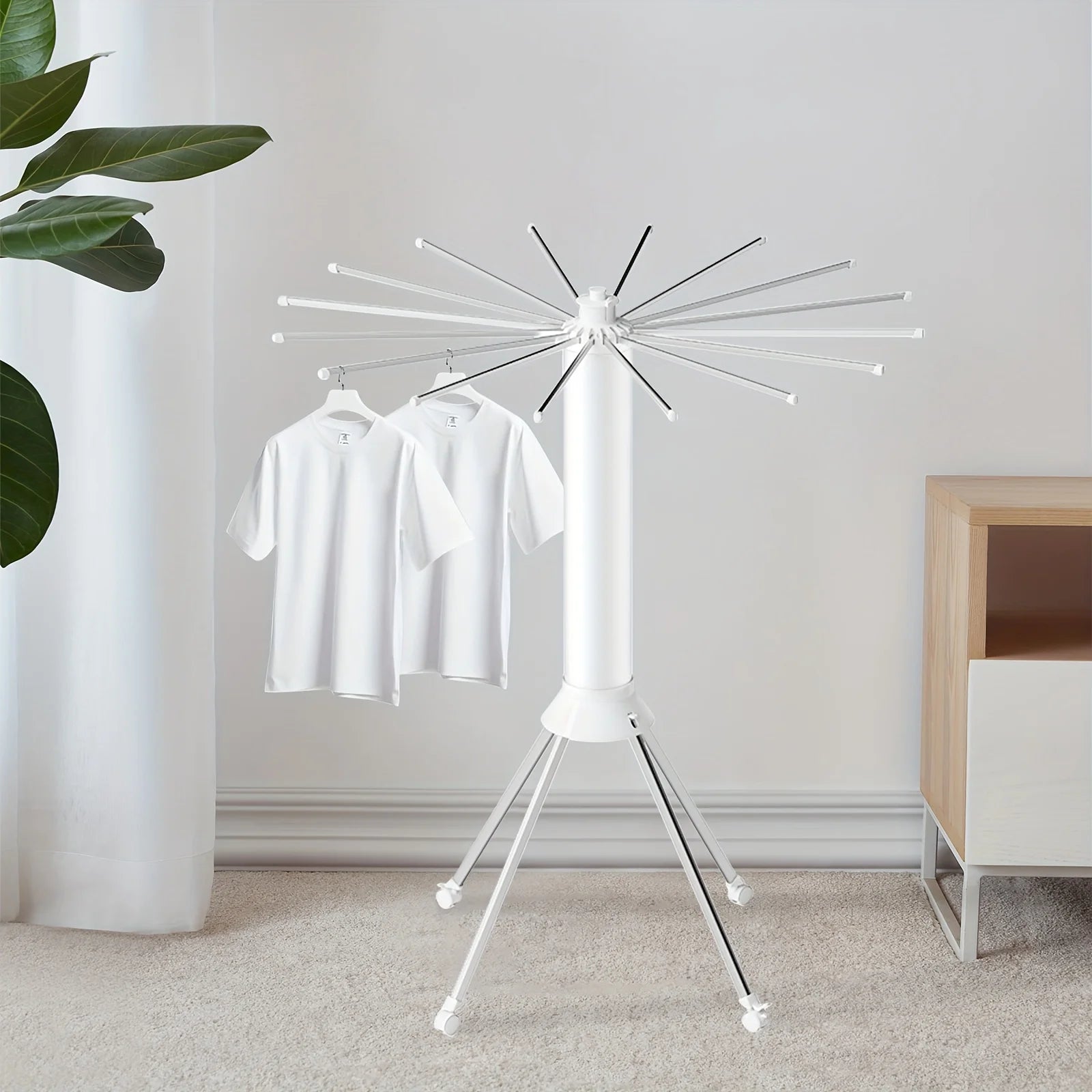 360° Rotating Octopus Clothes Drying Rack with Wheels | Space-Saving Mobile Laundry Airer
